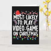 Most Likely To Play Video Game On Christmas Pajama Kaart (Gele Bloem)