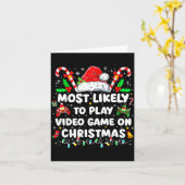 Most Likely To Play Video Games On Christmas Funny Kaart (Gele Bloem)