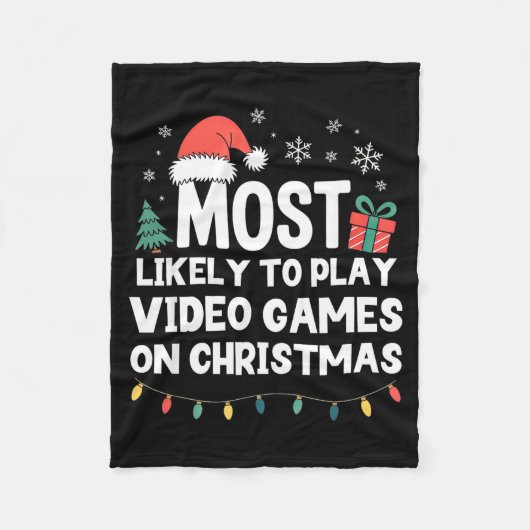 Most Likely To Play Video Games On Christmas Gamer Fleece Deken (Voorkant)