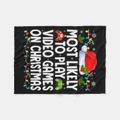 Most Likely To Play Video Games On Christmas Match Fleece Deken (Voorkant (Horizontaal))