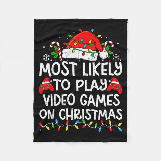 Most Likely To Play Video Games On Christmas Match Fleece Deken (Voorkant)