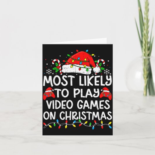 Most Likely To Play Video Games On Christmas Match Kaart (Voorkant)
