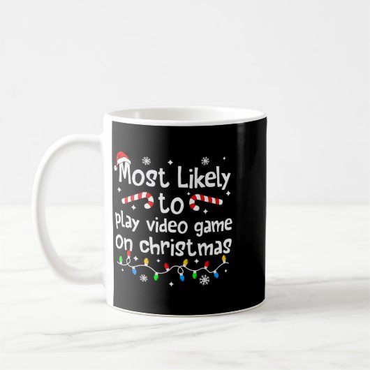 Most Likely To Play Video Games On Christmas Match Koffiemok (Links)