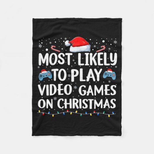 Most Likely To Play Video Games On Christmas Video Fleece Deken (Voorkant)