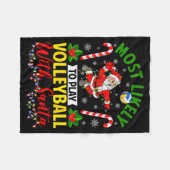 Most Likely To Play Volleyball With Santa Christma Fleece Deken (Voorkant (Horizontaal))