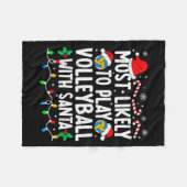 Most Likely To Play Volleyball With Santa Matching Fleece Deken (Voorkant (Horizontaal))