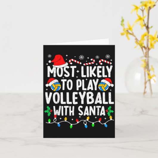 Most Likely To Play Volleyball With Santa Matching Kaart (Gele Bloem)