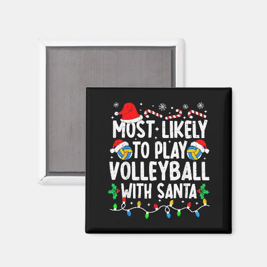 Most Likely To Play Volleyball With Santa Matching Magneet (Voorkant / Achterkant)