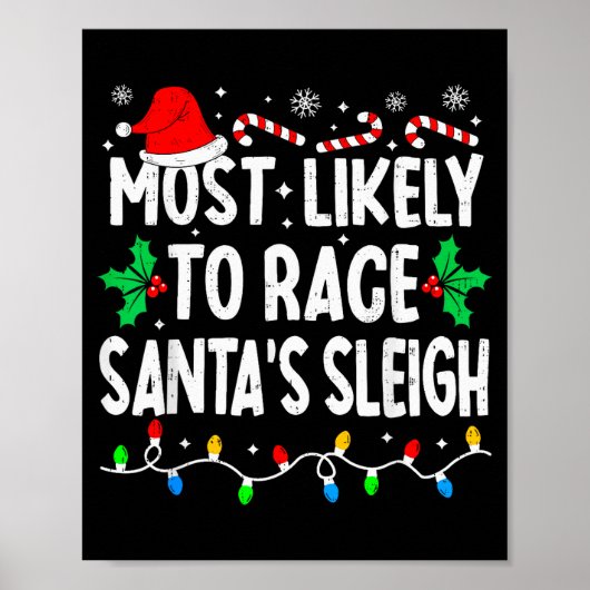 Most Likely To Race Santa's Sleigh Family Matching Poster (Voorkant)