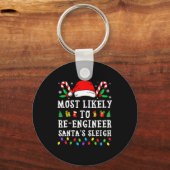 Most Likely To Re-engineer Santa's Sleigh Christma Sleutelhanger (Voorkant)
