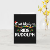 Most Likely To Ride Rudolph Funny Family Matching  Kaart (Gele Bloem)