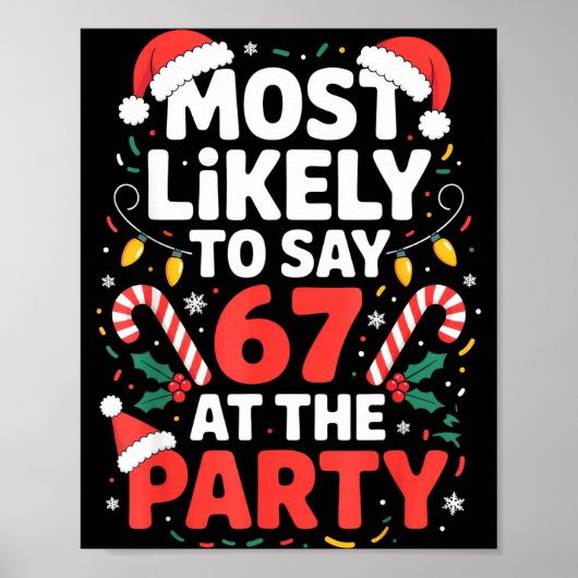 Most Likely To Say 67 At The Party Funny Christmas Poster (Voorkant)