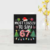 Most Likely To Say 67 Meme Six Seven Santa Christm Kaart (Gele Bloem)