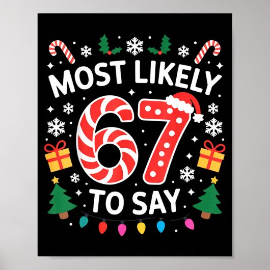 Most Likely To Say 67 Six Seven Funny Xmas Christm Poster (Voorkant)