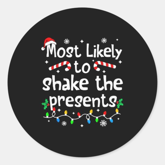 Most Likely To Shake The Christmas Matching Family Ronde Sticker (Voorkant)