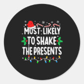 Most Likely To Shake The Family Matching Christmas Ronde Sticker (Voorkant)