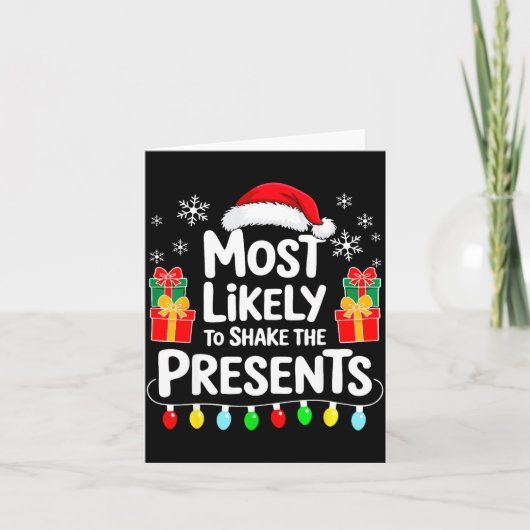 Most Likely To Shake The Shirt Family Christmas  Kaart (Voorkant)