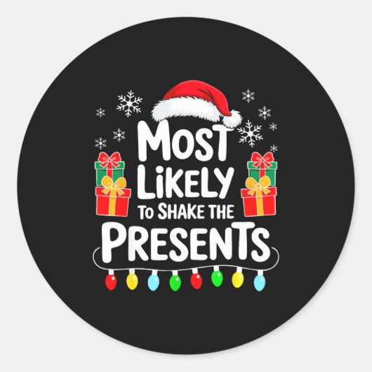 Most Likely To Shake The Shirt Family Christmas  Ronde Sticker (Voorkant)