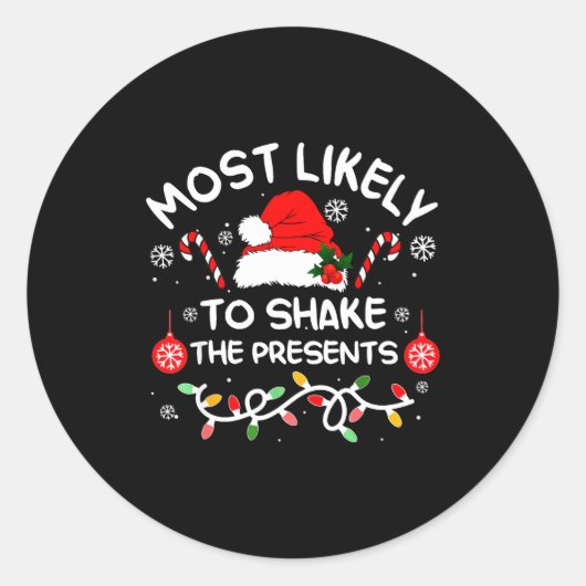 Most Likely To Shake The Xmas Family Matching 2025 Ronde Sticker (Voorkant)