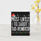Most Likely To Shoot The Reindeer Family Christmas Kaart (Gele Bloem)