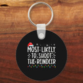 Most Likely To Shoot The Reindeer Family Christmas Sleutelhanger (Voorkant)