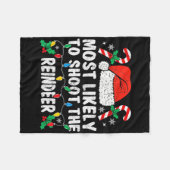 Most Likely To Shoot The Reindeer Family Matching Fleece Deken (Voorkant (Horizontaal))