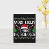 Most Likely To Shoot The Reindeer Funny Matching C Kaart (Gele Bloem)