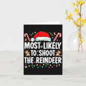 Most Likely To Shoot The Reindeer Funny Matching C Kaart (Gele Bloem)