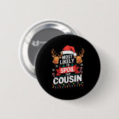 Most Likely To Sil The Cousin Christmas Party Fami Ronde Button 5,7 Cm (Voorkant /achterkant)