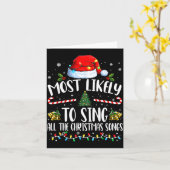 Most Likely To Sing All The Christmas Songs Family Kaart (Gele Bloem)
