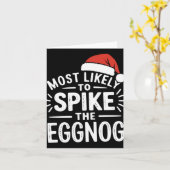 Most Likely To Ske The Eggnog Christmas Matching T Kaart (Gele Bloem)