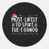 Most Likely To Ske The Eggnog Matching Christmas T Ronde Sticker (Voorkant)