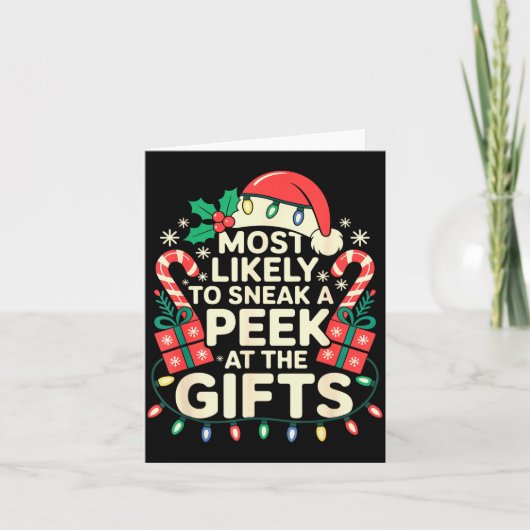 Most Likely To Sneak A Peek At The Family Christma Kaart (Voorkant)