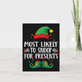 Most Likely To Snoop For Matching Christmas Elf  Kaart (Voorkant)