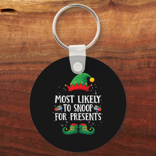 Most Likely To Snoop For Matching Christmas Elf Sleutelhanger (Voorkant)