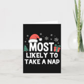 Most Likely To Take A Nap Christmas Funny Xmas Lon Kaart (Voorkant)