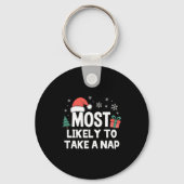 Most Likely To Take A Nap Christmas Funny Xmas Lon Sleutelhanger (Voorkant)