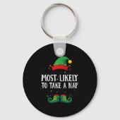Most Likely To Take A Nap Matching Christmas Elf Sleutelhanger (Voorkant)