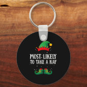 Most Likely To Take A Nap Matching Christmas Elf  Sleutelhanger (Voorkant)