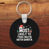 Most Likely To Take Selfie With Santa Christmas Fu Sleutelhanger (Voorkant)
