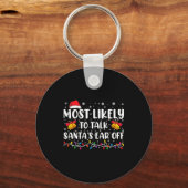 Most Likely To Talk Santas Ear Off Family Xmas Sleutelhanger (Voorkant)