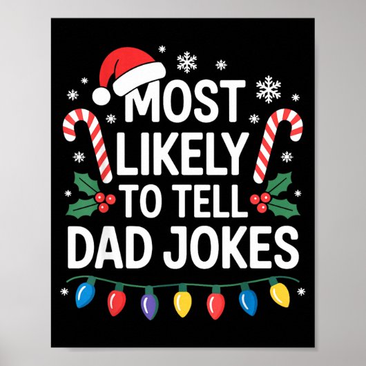 Most Likely To Tell Dad Jokes Funny Christmas  Poster (Voorkant)