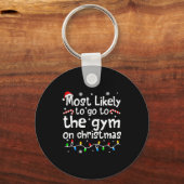 Most Likely To The Gym On Christmas Workout Matchi Sleutelhanger (Voorkant)