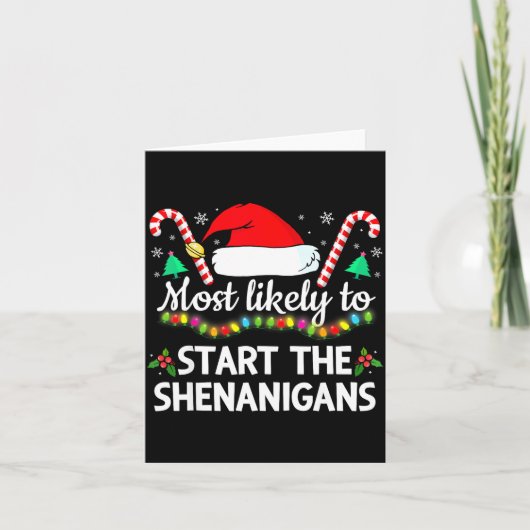 Most Likely To The Shenanigans Funny Xmas Family M Kaart (Voorkant)