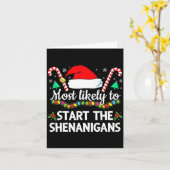 Most Likely To The Shenanigans Funny Xmas Family M Kaart (Gele Bloem)