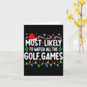 Most Likely To Watch All Golf Games Funny Matching Kaart (Gele Bloem)