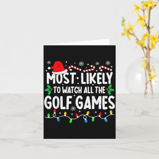 Most Likely To Watch All Golf Games Funny Matching Kaart (Gele Bloem)