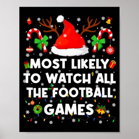 Most Likely To Watch All The Football Games Christ Poster (Voorkant)