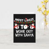 Most Likely To Work Out With Santa Family Christma Kaart (Gele Bloem)