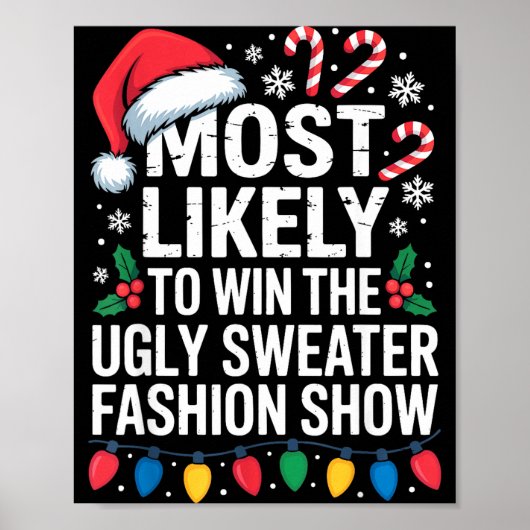 Most Likely Win Ugly Sweater Party Humor Holiday L Poster (Voorkant)